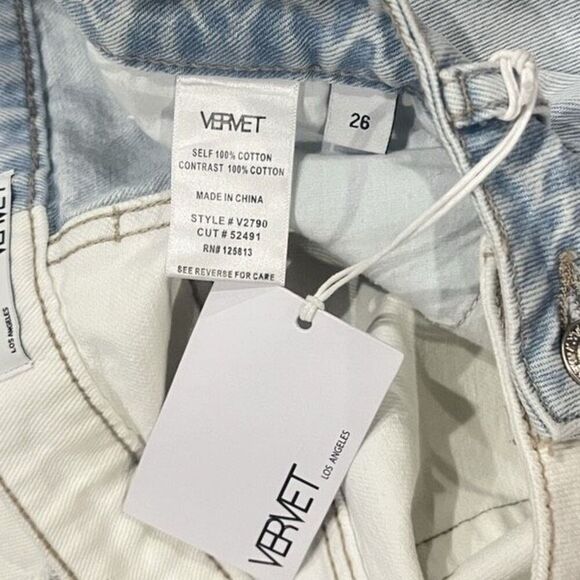 NWT Vervet Los Angeles Multi Color Wide Leg Super Distressed Cropped Jeans Size - Picture 4 of 4